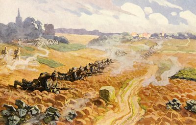 Prussian infantry of the line on the attack by Adolf Closs