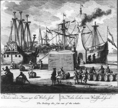 Rendering Whale Blubber for Oil (No. 16 from the Whaling Series) by Adolf van der Laan