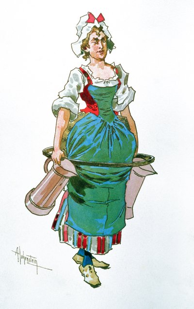 Costume design for a servant girl from the Opera Manon Lescaut by Giacomo Puccini by Adolfo Hohenstein