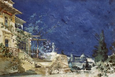 Set Design for Premiere of Zanetto, Opera by Pietro Mascagni by Adolfo Hohenstein