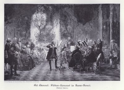 Flute Concert in the Palace of Sanssouci, Potsdam, Prussia by Adolph Friedrich Erdmann von (after) Menzel