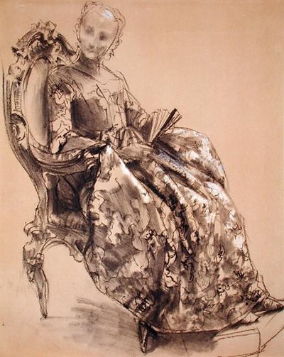 A Study of Princess Amalie of Prussia by Adolph Menzel