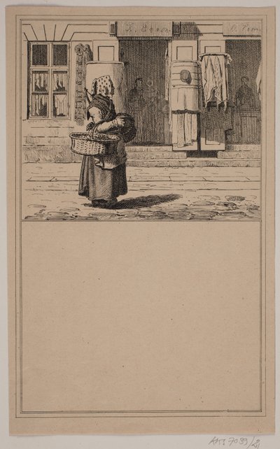 Woman at the Shop. No. 20 in Chr. Winther and M. Rørbye, "25 Pictures for Small Children" by Johan Adolph Kittendorff