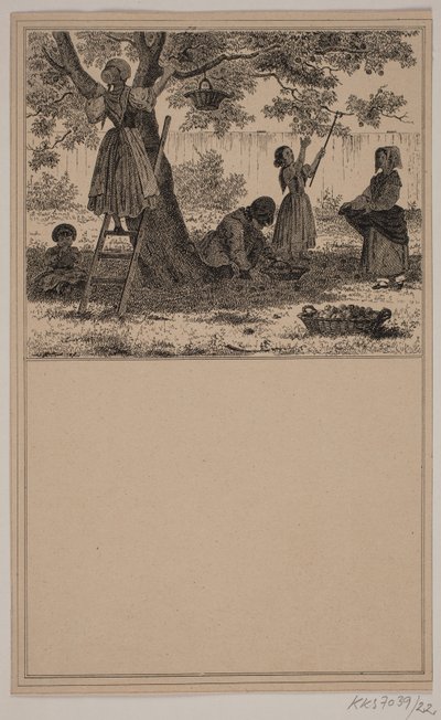 Under the Apple Tree. No. 21 in Chr. Winther and M. Rørbye, "25 Pictures for Small Children" by Johan Adolph Kittendorff