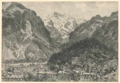 View over Interlaken to the Jungfrau Massif by Adolph Menzel