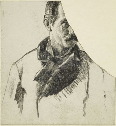 Bust of a Man with Mustache, Head Turned to the Right by Adolph Menzel