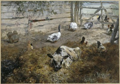 The Calf with Chickens and Geese. From the "Children