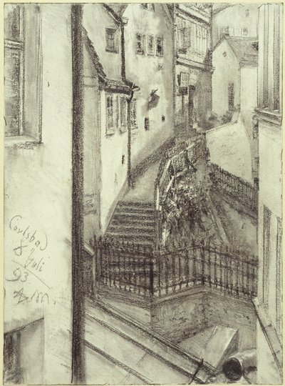 The Stairs in Karlsbad by Adolph Menzel