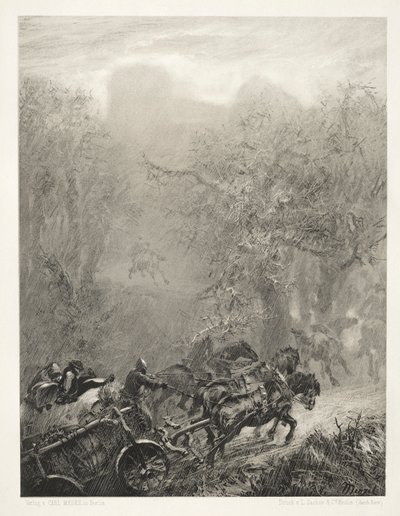 Essay on Stone with Brush and Scraper: The Convoy of Prisoners through a Woods by Adolph Menzel