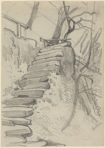 Flight of Stone Steps in a Garden by Adolph Menzel
