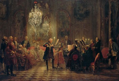 Flute Concert with Frederick the Great in Sanssouci, 1850-1852 by Adolph Menzel