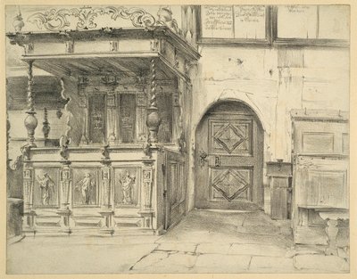 Seating and Door in the Peace Church in Jauer by Adolph Menzel