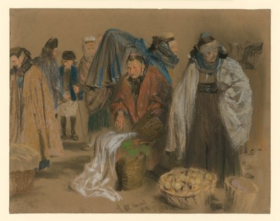 Hessian Farmers at the Market in Kassel by Adolph Menzel