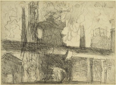 Blast Furnace, Chimneys, Pipeline in Königshütte by Adolph Menzel