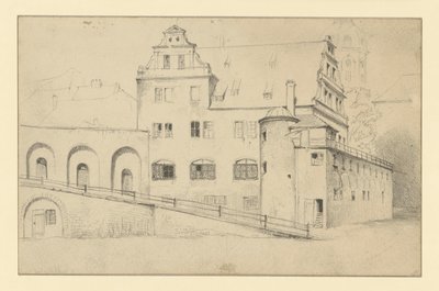 Chancellery House in Dresden Seen from the Stable Courtyard by Adolph Menzel