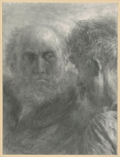 Heads of Two Old Bearded Men by Adolph Menzel