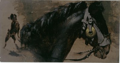 Head of a Horse and Dog by Adolph Menzel