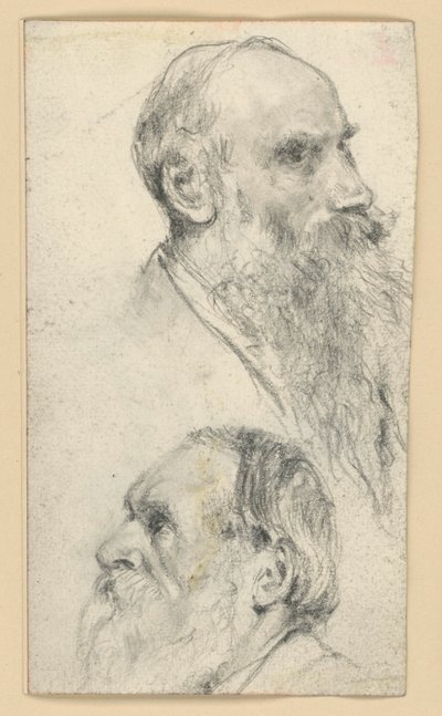 Head of an Older Bearded Man to the Right and Left by Adolph Menzel