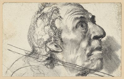 Head of an Old Man, Looking Up in Astonishment to the Right by Adolph Menzel