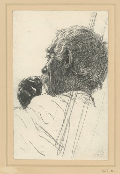 Male Head and Hand Study, Overlapping Profile to the Left by Adolph Menzel