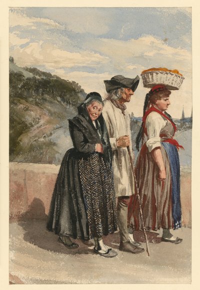 Marburg Farmers on the Lahn Bridge by Adolph Menzel