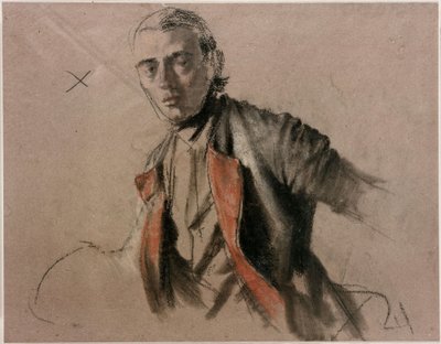 Model Study (Richard Menzel) as General von Stille for the Painting "The Round Table of Frederick the Great in Sanssouci" by Adolph Menzel