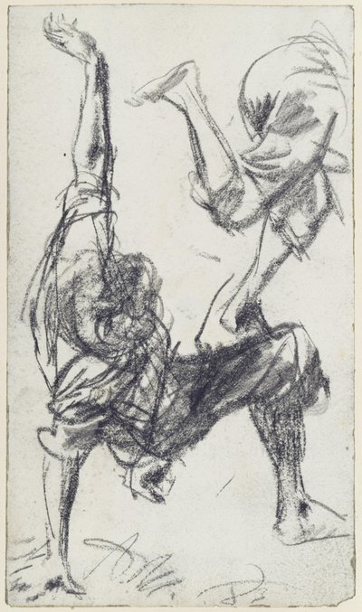 Model Study of a Somersaulting Boy from the Back with Details. Sketch for "Piazza d