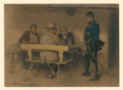 Philistine and Officer in the Benedictine Monastery Cellar in Salzburg by Adolph Menzel