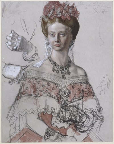 Princess Alexandrine of Prussia, Portrait Study for the Painting 