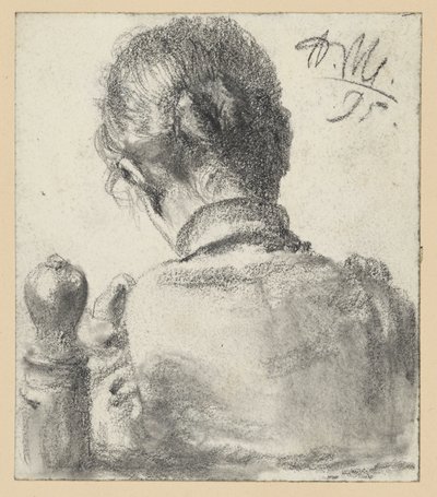 Back View of a Woman Sitting on a Chair by Adolph Menzel