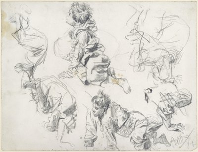 Studies of Two Somersaulting Children. Model Study for "Piazza d