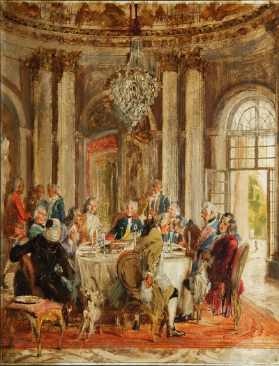 The Round Table of Frederick II at Sanssouci Sketch, 1848 by Adolph Menzel