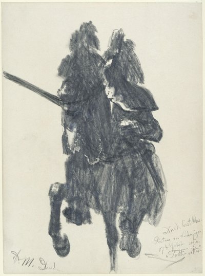 "Death Knight". Equestrian Figure with Tournament Armor from the End of the 16th Century and Lance in the Historical Museum in Dresden by Adolph Menzel