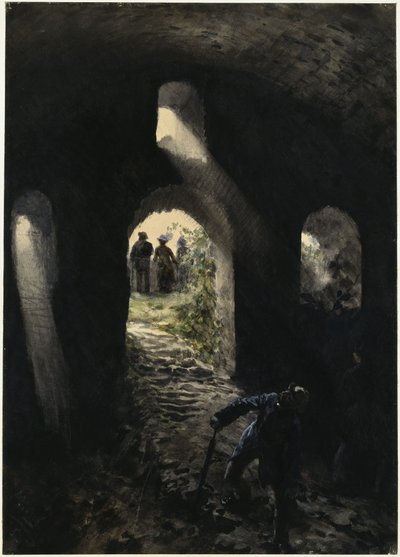 Tourists in the Ruins of Rheinfels by Adolph Menzel
