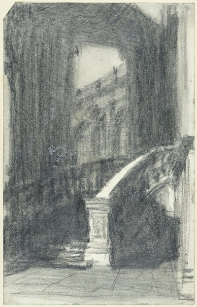 Staircase in the City Pavilion of the Zwinger in Dresden at Night by Adolph Menzel