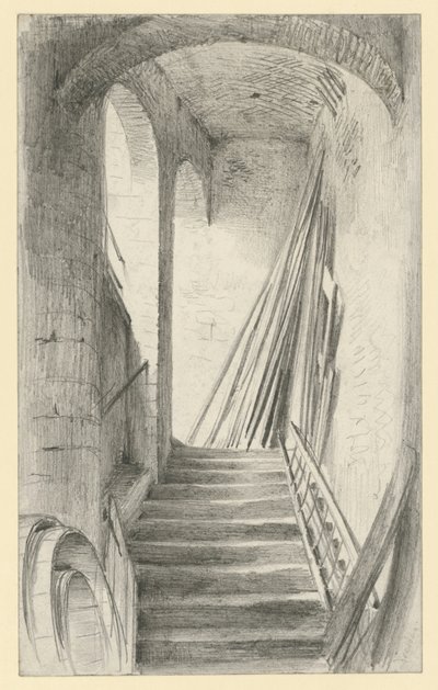 Stairs with Planks in Dresden by Adolph Menzel
