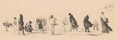 Untitled (Figures in a Strong Wind) by Adolph Menzel