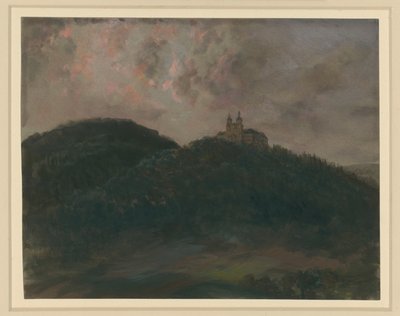 Wooded Mountain Landscape with Kloster Banz near Lichtenfels in Bavaria on the Height by Adolph Menzel