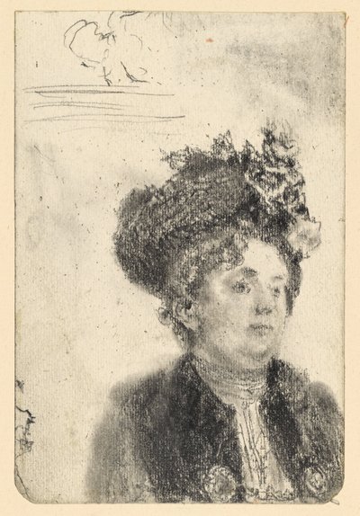 Female Bust with Hat by Adolph Menzel
