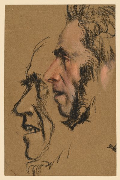 Two Studies of a Male Face in Profile to the Left by Adolph Menzel