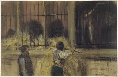 Two Zookeepers in Front of the Predator House by Adolph Menzel