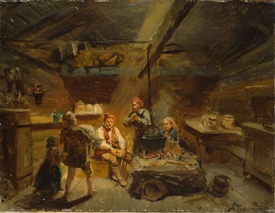 A Boy Bringing Home a Sick Lamb by Adolph Tidemand