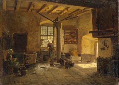 Kitchen Interior by Adolph Tidemand