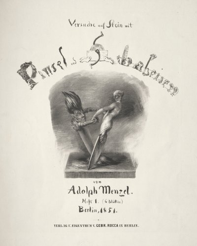Essay on Stone with Brush and Scraper: Title Page by Adolph Menzel