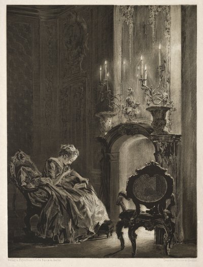 Woman Reading at the Fireside by Adolph Menzel