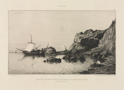 Fishing Boat Making a Port of Call at the Rocks of Collioure by Adolphe Appian