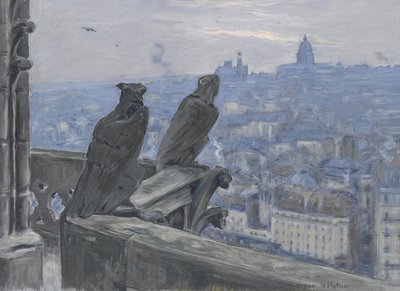 Paris as seen from the towers of Notre Dame by Adolphe Étienne Auguste Moreau Nélaton