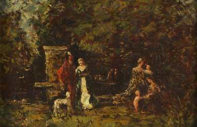 Elegant Figures in a Woodland Glade by Adolphe Joseph Thomas Monticelli