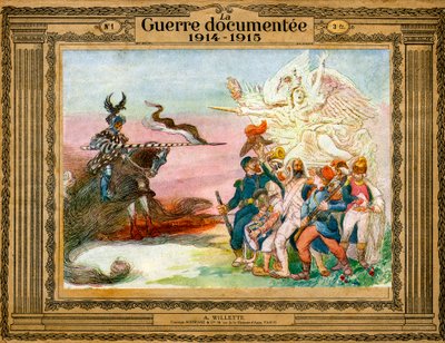 Allegory of Conflict: French Troops Guided by Victory Go to the Assault of Germany Embodied by Death on Horseback by Adolphe Leon Willette