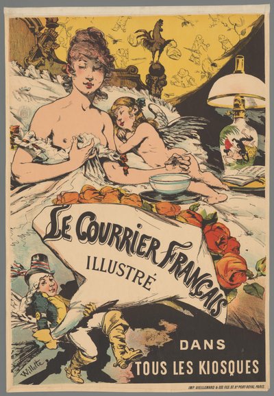 Advertisement: Le Courrier Français Illustrated in Kiosks by Adolphe Leon Willette